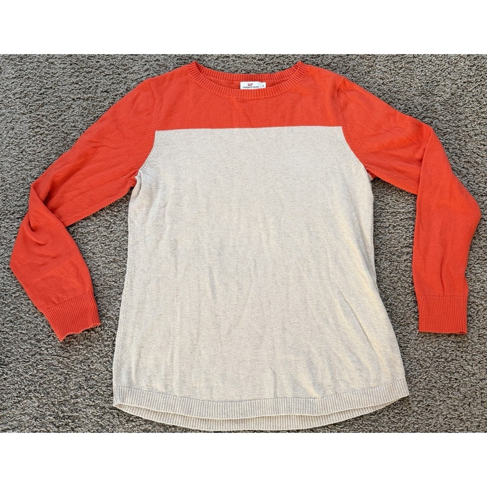 Vineyard‎ Vines Cotton Cashmere Sweater Women's Small Long Sleeve Orange Tan